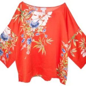 FINAL PRICE: Soft Surroundings Orange Satin Floral Kimono